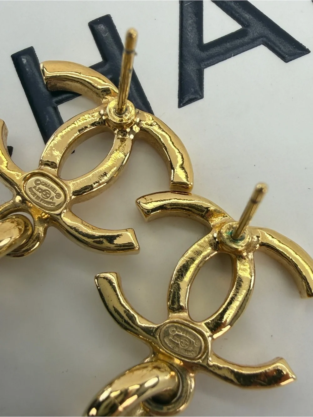 Chanel Gold-Tone CC Drop Earrings with Red Stone 2023